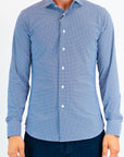 Camicia tessuto tecnico fantasia fiore blu