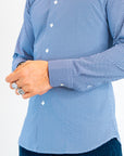 Camicia tessuto tecnico fantasia fiore blu
