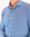 Camicia tessuto tecnico fantasia fiore blu