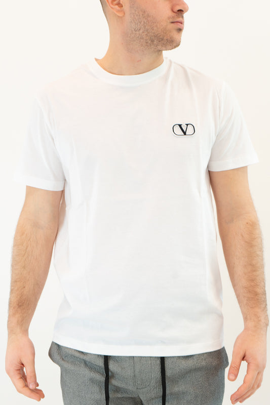 T-shirt Valentino logo ricamato bianco