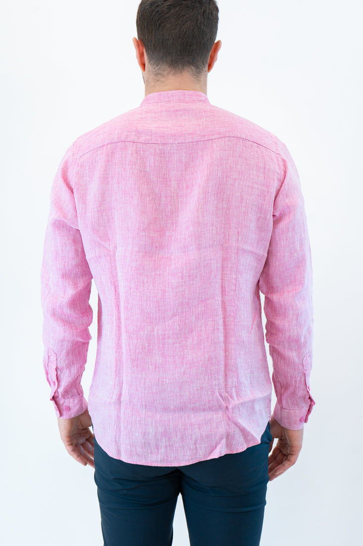 Camicia Gianni Lupo coreana magenta in lino