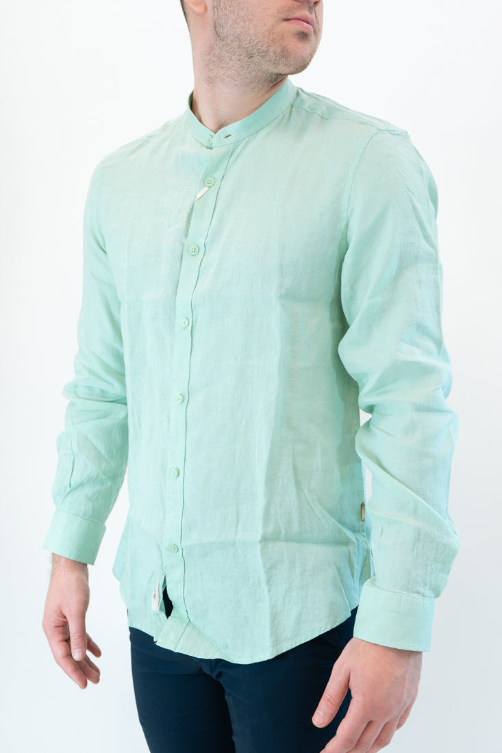Camicia Gianni Lupo coreana verde menta in lino