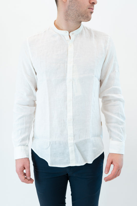 Camicia Gianni Lupo coreana bianco in lino