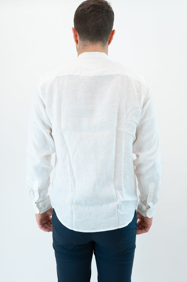 Camicia Gianni Lupo coreana bianco in lino