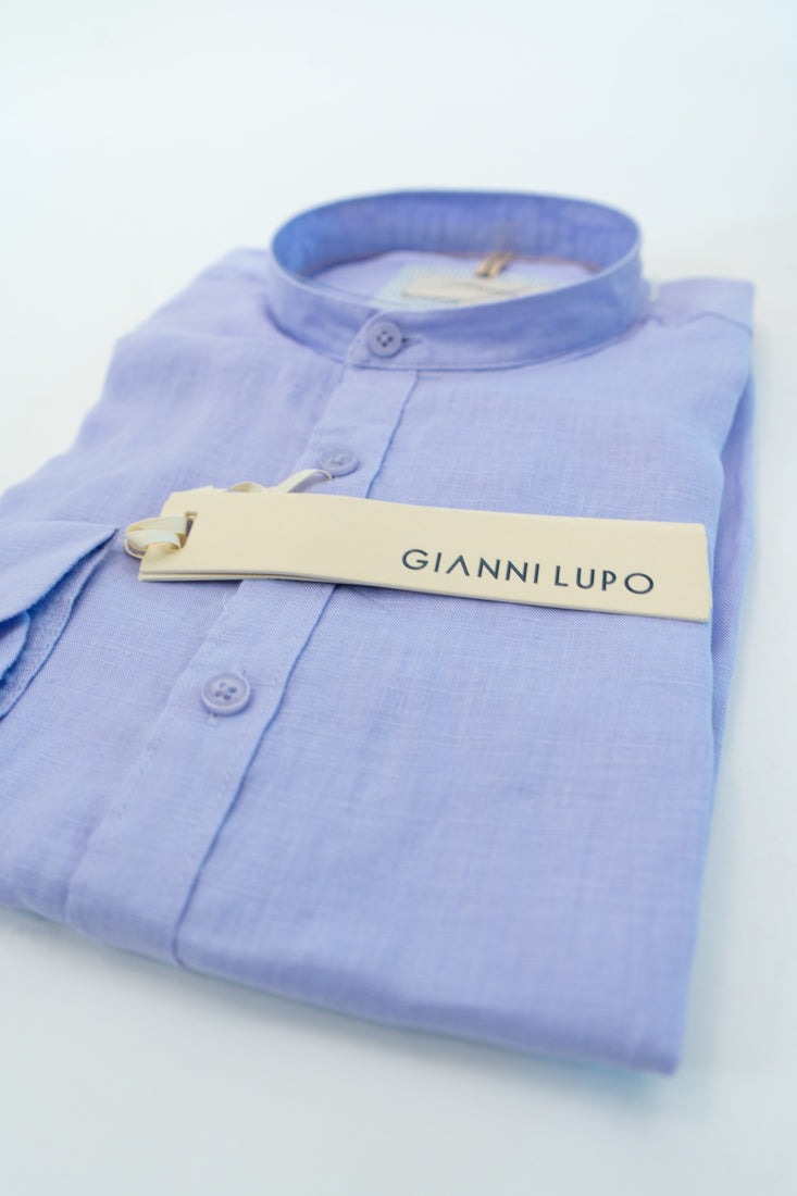 Camicia Gianni Lupo coreana lilla in lino