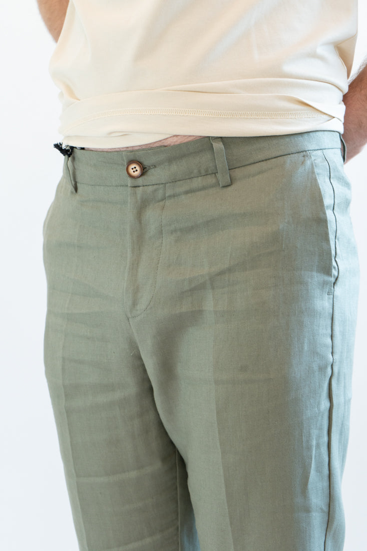 Pantaloni OverD lino verde militare