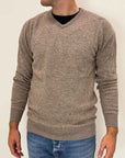 Pullover Griffai misto Cashmere collo a V 2 Colori