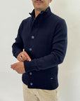 Cardigan Gianni Lupo bottoni e zip blu o Beige