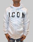 Felpa Icon Zip e cappuccio bianco o nero