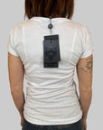 T-shirt donna Plein Sport Swim bianco con stampa tigre e logo argento
