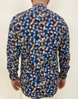 Camicia OverD fantasia fiori blu