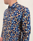 Camicia OverD fantasia fiori blu
