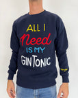Felpa Superculture All I Need Is My GinTonic blu