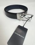 Cintura Emporio Armani reversibile Nero e Blu effetto opaco