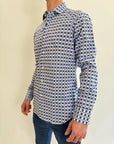 Camicia Camiceria Sartoriale Milano fantasia bianco blu