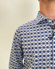 Camicia Camiceria Sartoriale Milano fantasia bianco blu