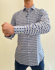 Camicia Camiceria Sartoriale Milano fantasia bianco blu
