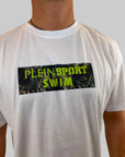 T-shirt Philipp Plein Sport Swim bianco con logo fluo
