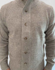 Cardigan Gianni Lupo bottoni e zip blu o Beige
