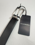 Cintura Emporio Armani reversibile Nero e Blu effetto saffiano