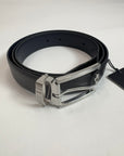Cintura Emporio Armani reversibile Nero e Blu effetto saffiano