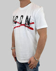 T-shirt Icon bianco logo centrale nero e rosso