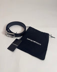 Cintura Emporio Armani reversibile Nero e Blu effetto saffiano
