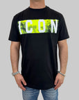 T-shirt Icon nero logo bianco e giallo