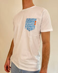 T-shirt Superculture Taschino bianco e turchese