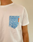 T-shirt Superculture Taschino bianco e turchese