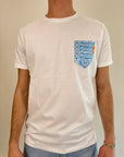 T-shirt Superculture Taschino bianco e turchese