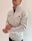 Pullover Gianni Lupo Zip Grigio Ghiaccio Toppe