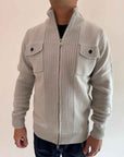 Pullover Gianni Lupo Zip Grigio Ghiaccio Toppe