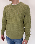 Pullover Tommy trecce verde salvia