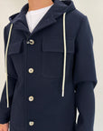 Cappotto OverD cappuccio blu