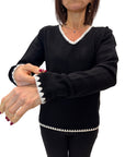 Pullover Griffai V Nero e Bianco