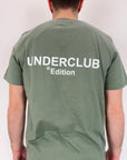 T-shirt Underclub verde salvia, nero o latte con logo sul retro