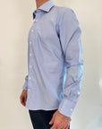 Camicia Zero Iron Plus Riga sottile blu