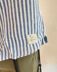 Camicia OverD lino riga lime e blu