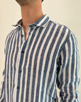 Camicia Gianni Lupo lino riga 2 colori