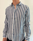 Camicia Gianni Lupo lino riga 2 colori