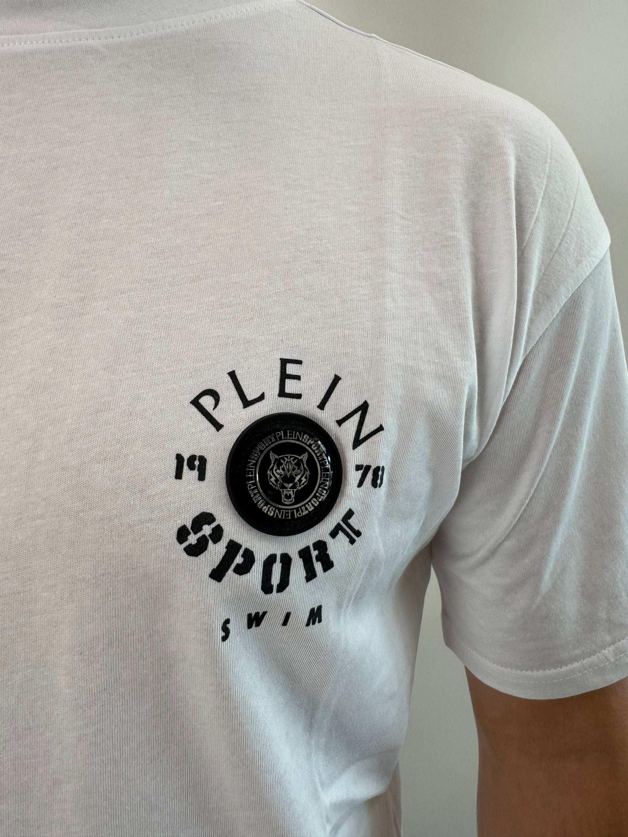 T-shirt Philipp Plein Sport Swim bianco .