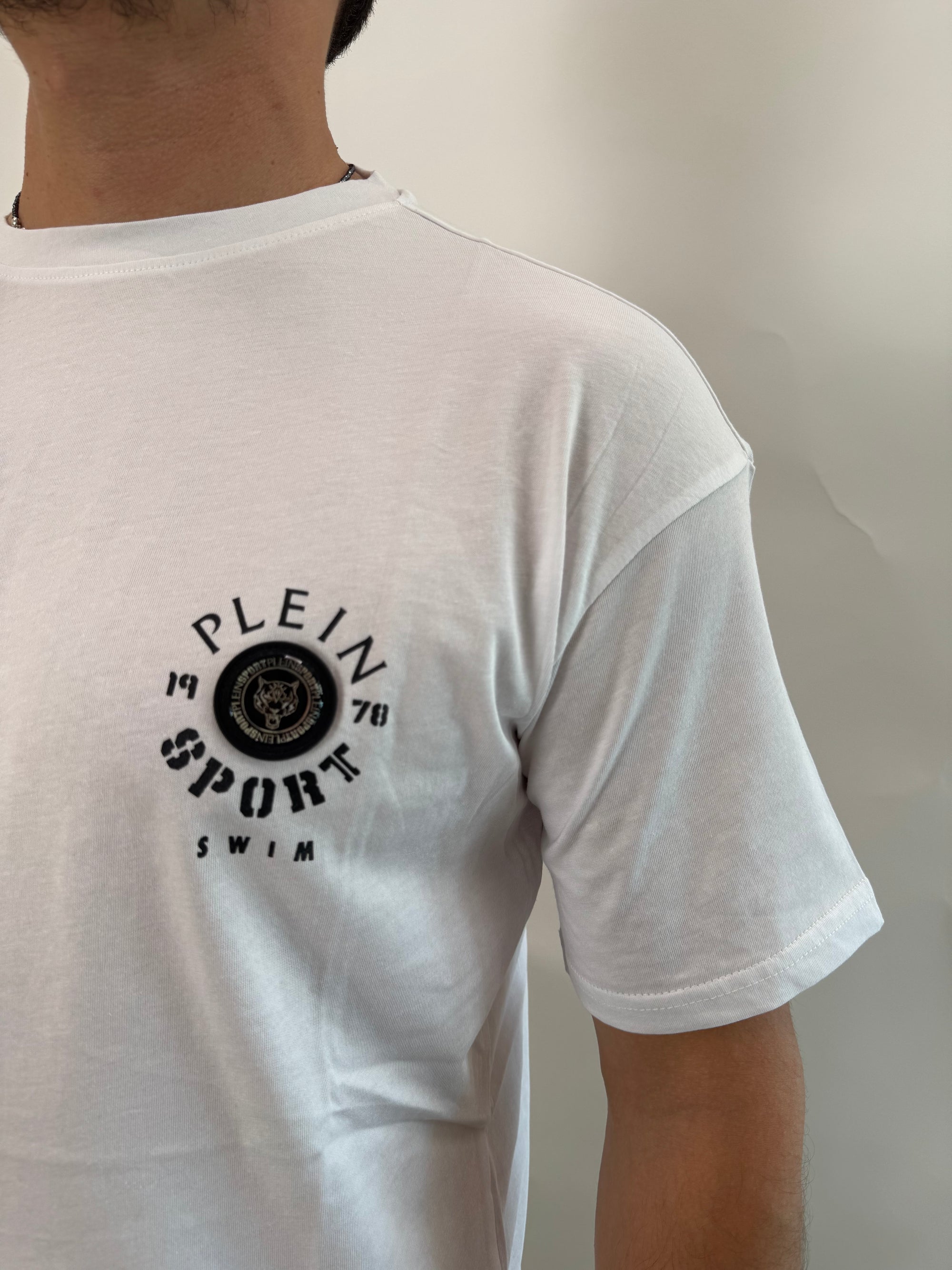 T-shirt Philipp Plein Sport Swim bianco .