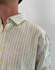 Camicia OverD lino riga lime e blu