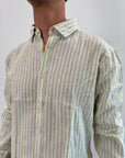 Camicia OverD lino riga lime e blu