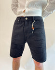 Bermuda Gianni Lupo Denim colore nero con rotture graffi