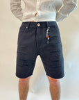 Bermuda Gianni Lupo Denim colore nero con rotture graffi