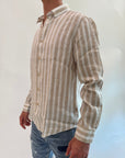 Camicia Gianni Lupo lino riga 2 colori