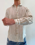 Camicia Gianni Lupo lino riga 2 colori