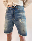 Bermuda Gianni Lupo Denim con rotture graffi e schizzi di colore